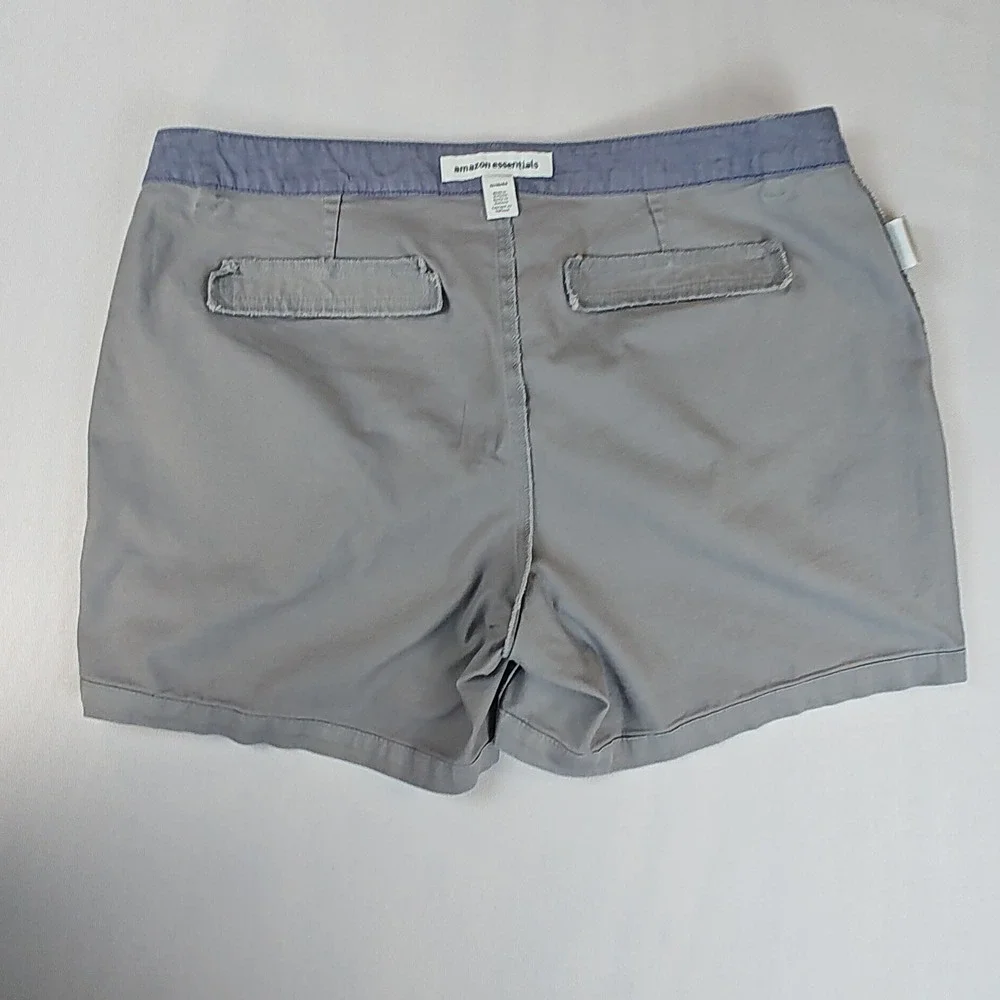 Amazon Essentials Womens Light Grey Chino Shorts Size 12 Stretch Mid Rise 6.5" - Picture 8 of 9